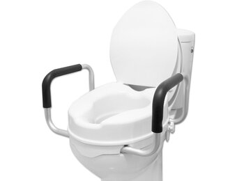 Toiletverhoger 10cm Wit met Armleuningen & Deksel - 58% Korting!