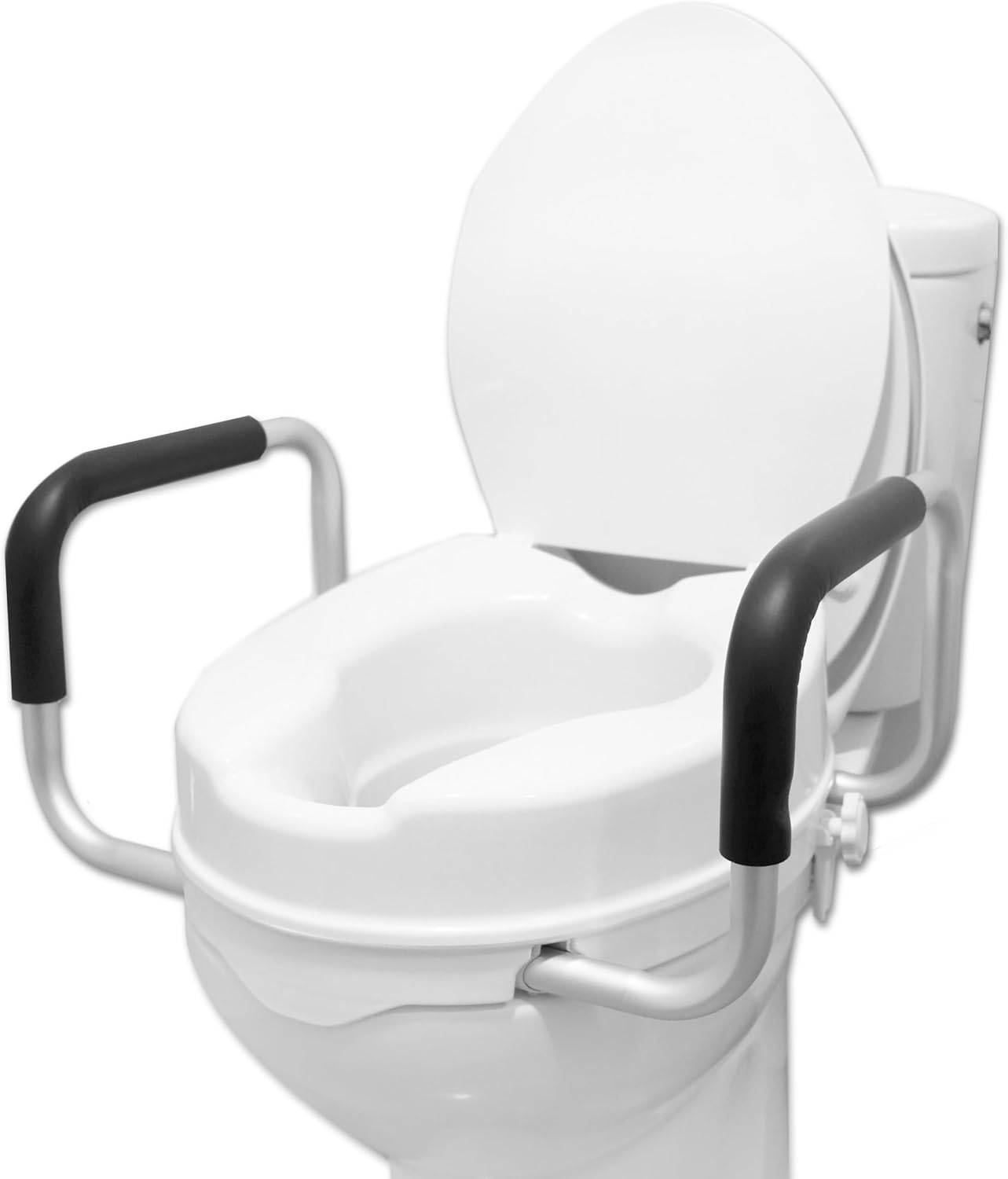Toiletverhoger 10cm Wit met Armleuningen & Deksel - 58% Korting!