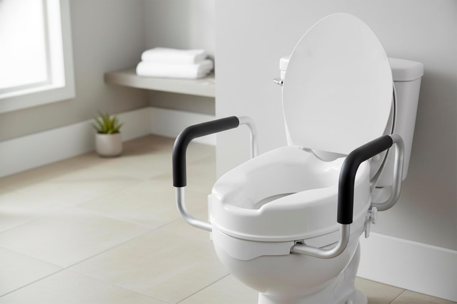 Toiletverhoger 10cm Wit met Armleuningen & Deksel - 58% Korting!