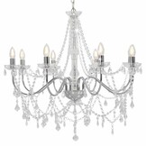 Zilverkleurige Kroonluchter met Kralen - 30% Korting