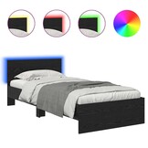 vidaXL Bedframe Zwart Eiken 90x200cm met LED & Hoofdbord - 34% Korting