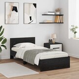 vidaXL Bedframe Zwart Eiken 90x200cm met LED & Hoofdbord - 34% Korting