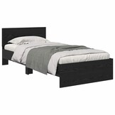 vidaXL Bedframe Zwart Eiken 90x200cm met LED & Hoofdbord - 34% Korting