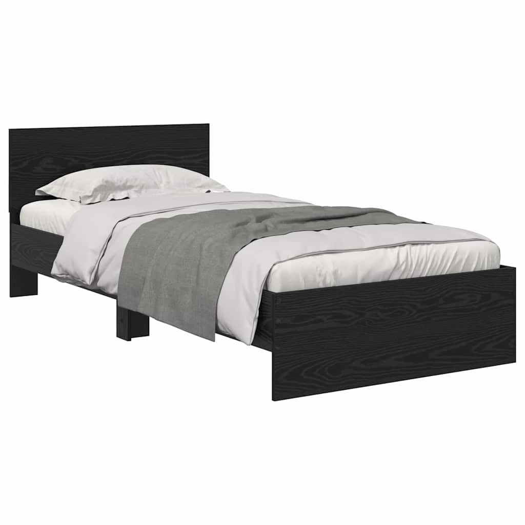 vidaXL Bedframe Zwart Eiken 90x200cm met LED & Hoofdbord - 34% Korting
