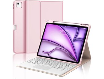Toetsenbordhoes iPad Air 13" M2 2024 met Touchpad - Spaans - Roze - 27% Korting