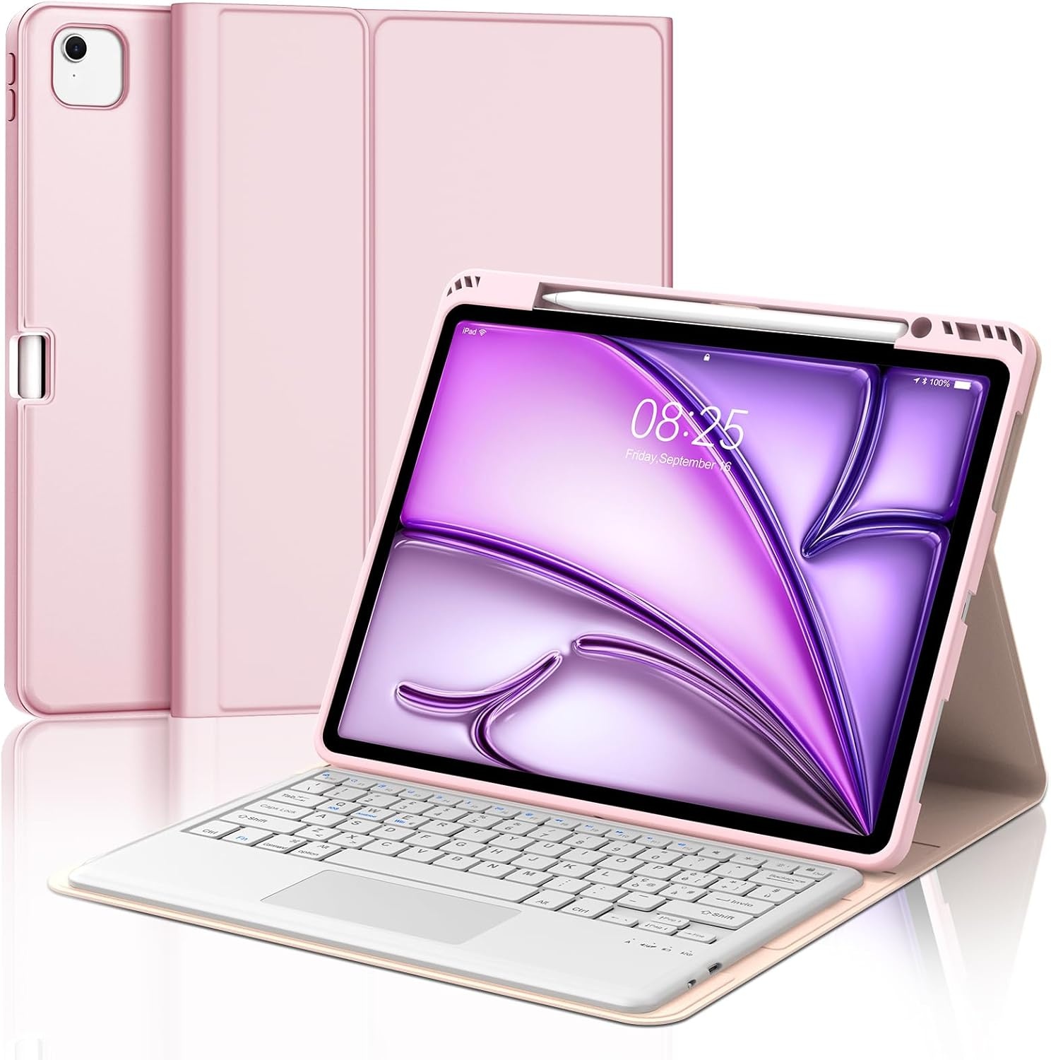Toetsenbordhoes iPad Air 13" M2 2024 met Touchpad - Spaans - Roze - 27% Korting