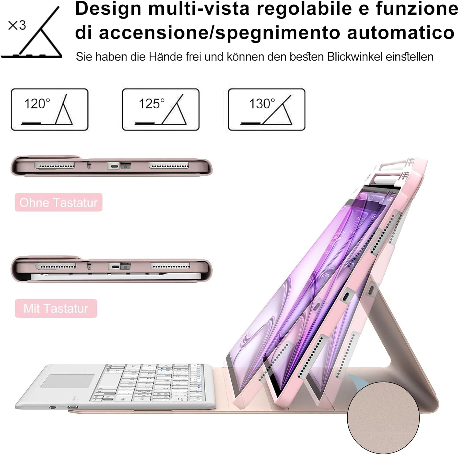 Toetsenbordhoes iPad Air 13" M2 2024 met Touchpad - Spaans - Roze - 27% Korting