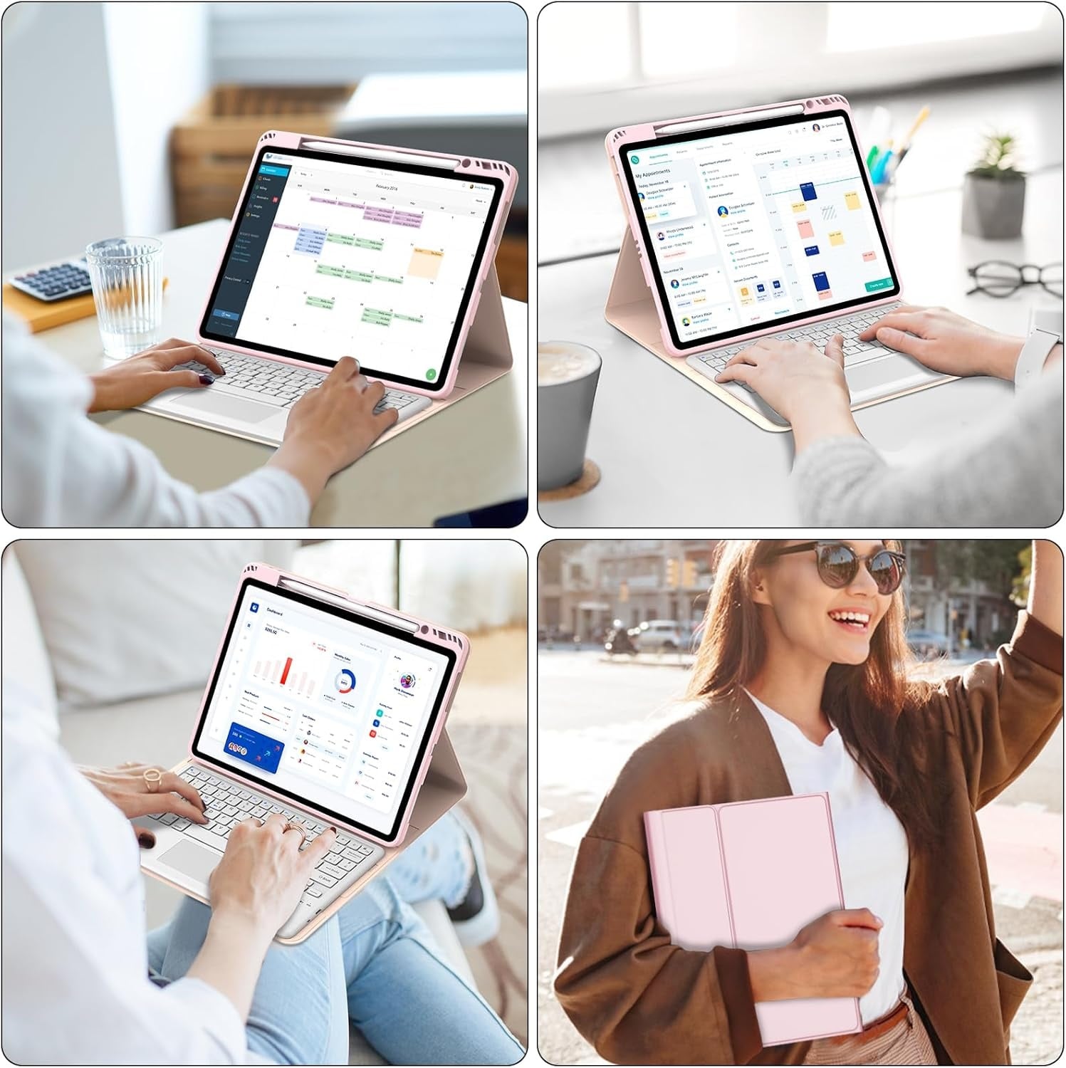 Toetsenbordhoes iPad Air 13" M2 2024 met Touchpad - Spaans - Roze - 27% Korting