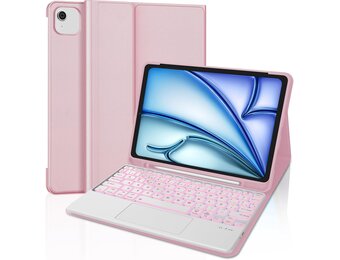 Toetsenbordhoes met Touchpad voor iPad Air 11 (M2) - Spaans - Roze - 27% Korting