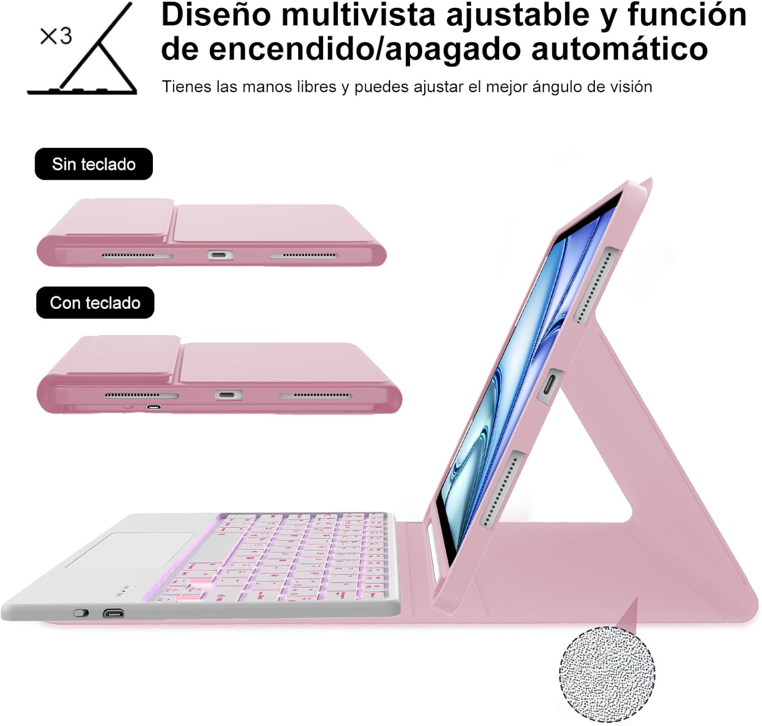 Toetsenbordhoes met Touchpad voor iPad Air 11 (M2) - Spaans - Roze - 27% Korting