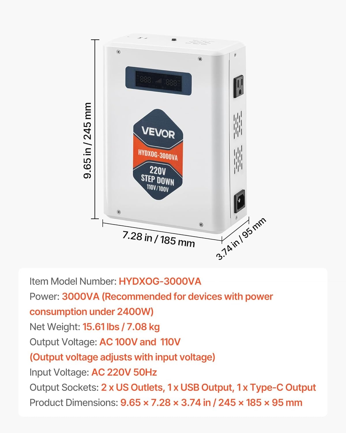 Step-down Spanningsomvormer 3000 VA - 220V naar 110V met Korting!