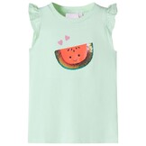 Kindershirt Zachtgroen Maat 116 - Ruches & Watermeloen Pailletten (75% Korting)