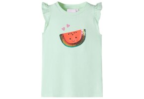 Zachtgroen Kindershirt 116 met Ruches & Pailletten Watermeloen | 67% Korting!