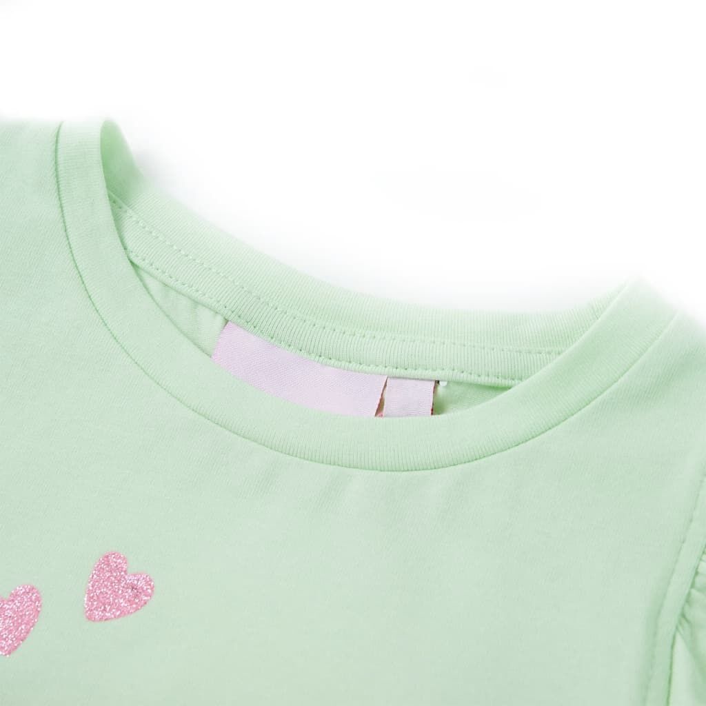 Kindershirt Zachtgroen Maat 116 - Ruches & Watermeloen Pailletten (75% Korting)