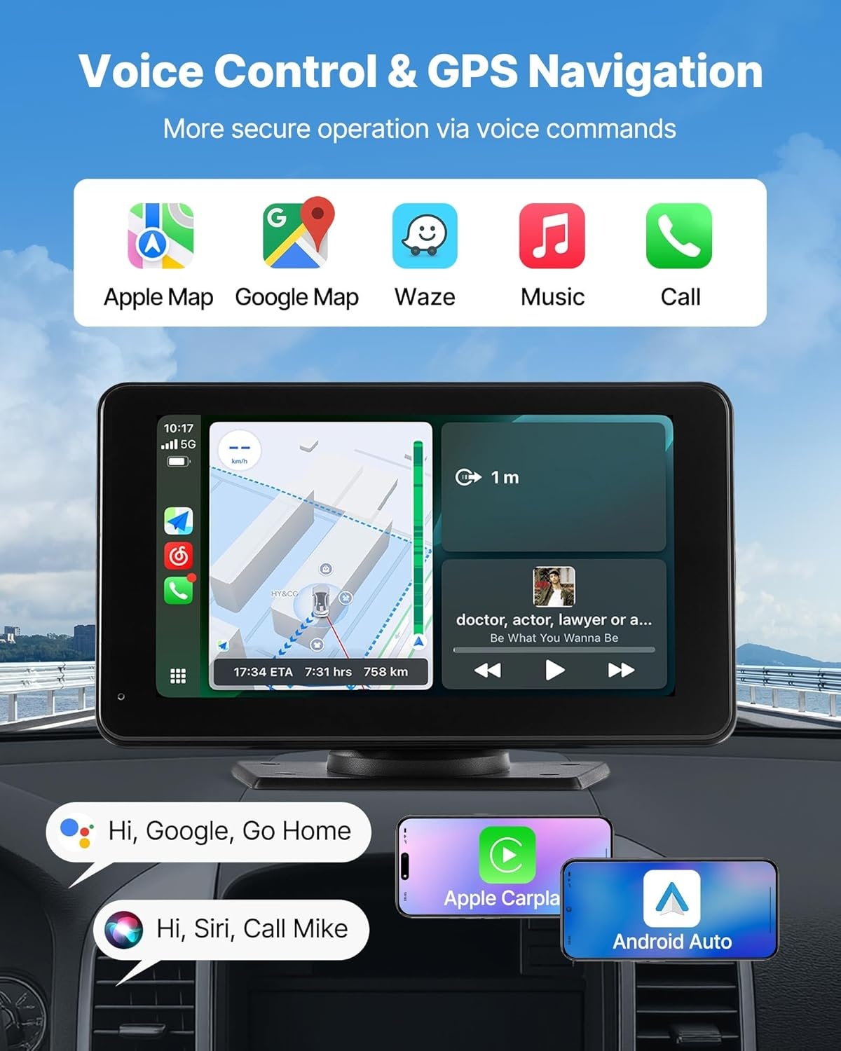 Autoradio met 7" HD Touchscreen: Apple CarPlay & Android Auto - 33% Korting!