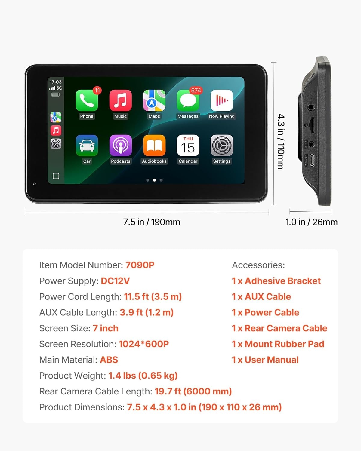 Autoradio met 7" HD Touchscreen: Apple CarPlay & Android Auto - 33% Korting!