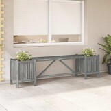 Tuinbank met 2 Plantenbakken - Massief Acaciahout (Grijs) - 34% Korting