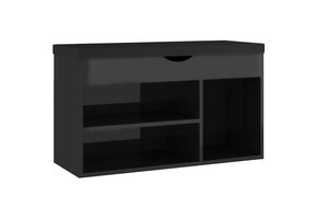 Schoenenbank met Kussen - Hoogglans Zwart - 80x30x47 cm - 34% Korting