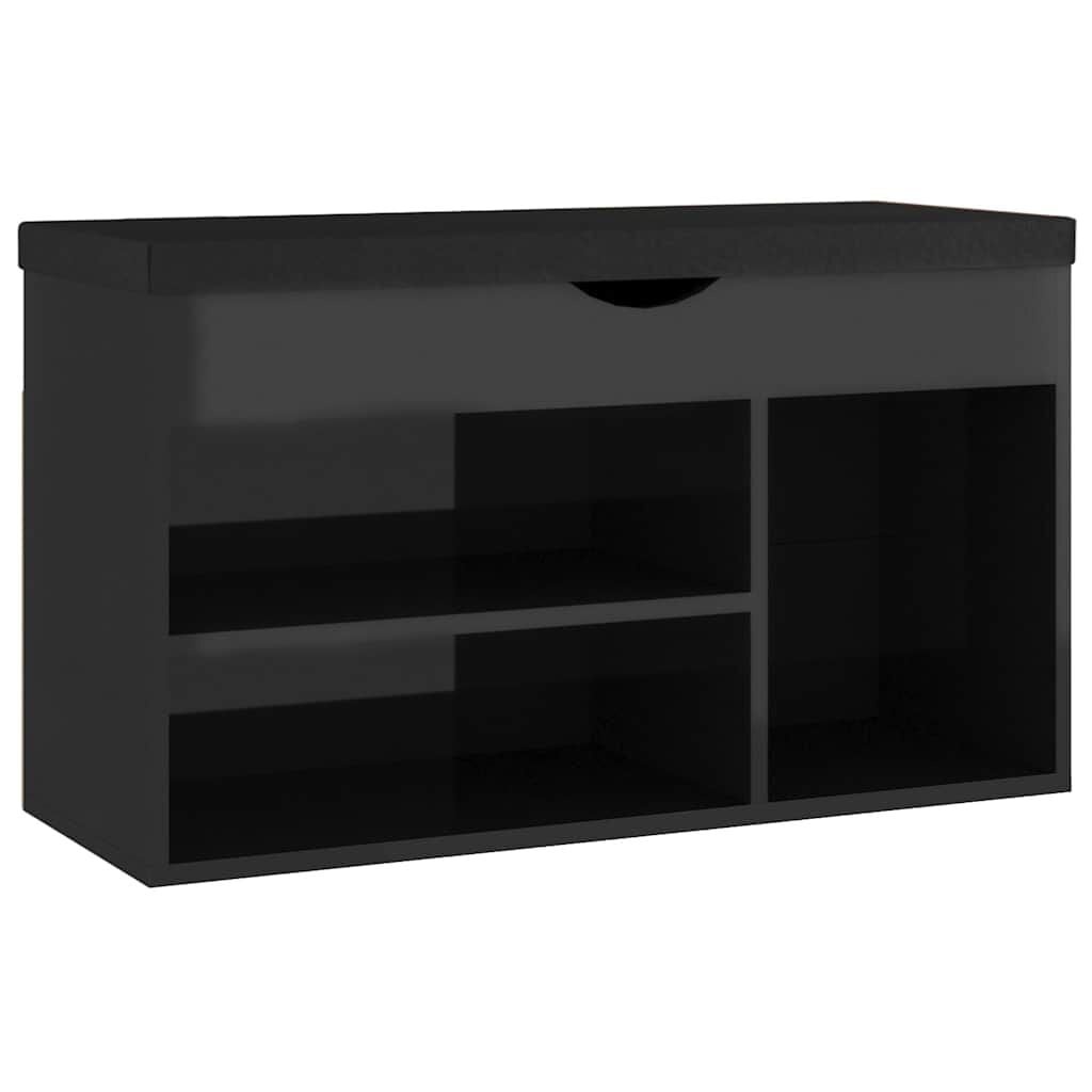 Schoenenbank met Kussen - Hoogglans Zwart - 80x30x47 cm - 34% Korting