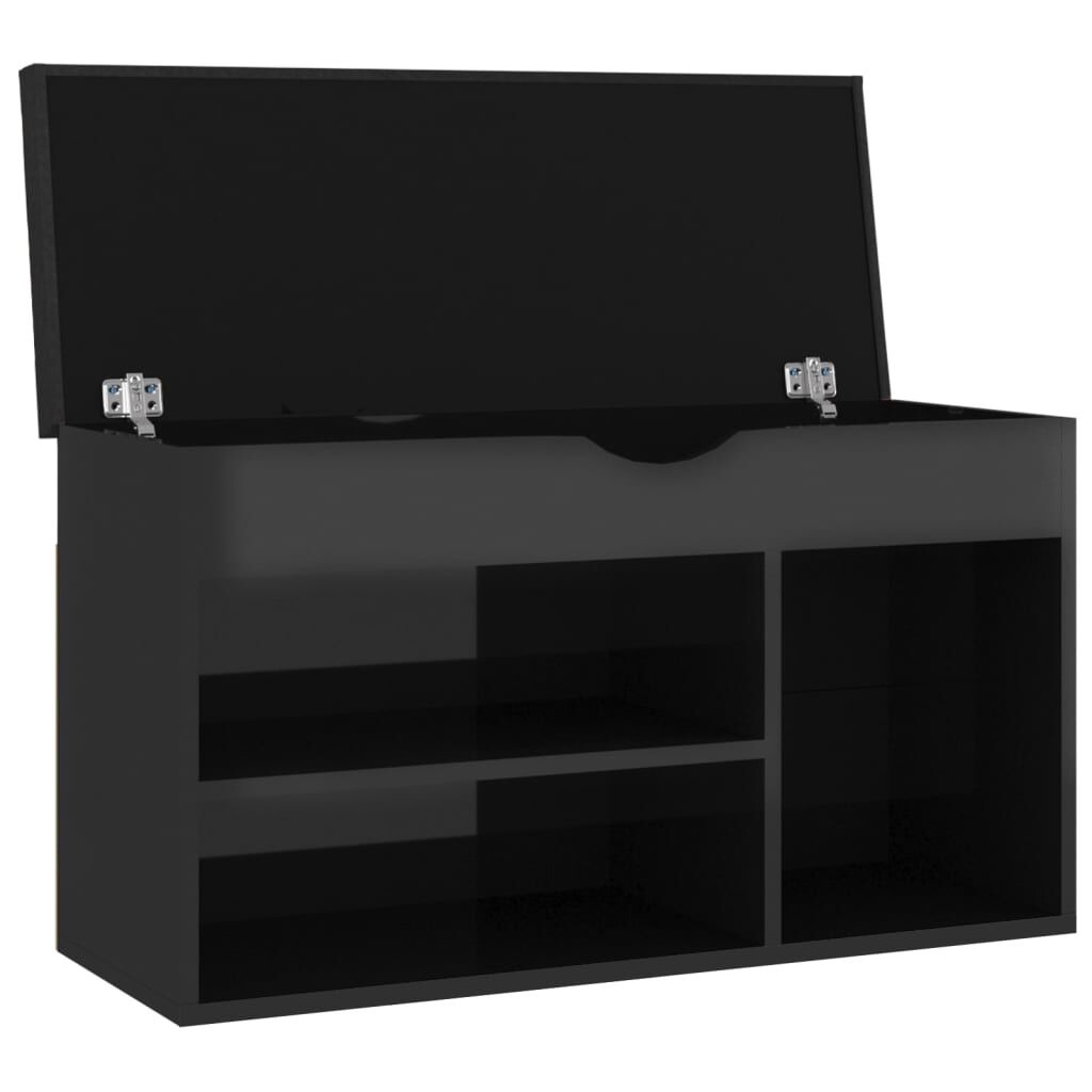 Schoenenbank met Kussen - Hoogglans Zwart - 80x30x47 cm - 34% Korting