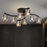 Sputnik Plafondlamp 8-lichts Kristal Zwart Goud - 85% Korting