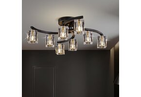 Sputnik Plafondlamp Kristal Zwart/Goud (8-lichts) - 78% Korting