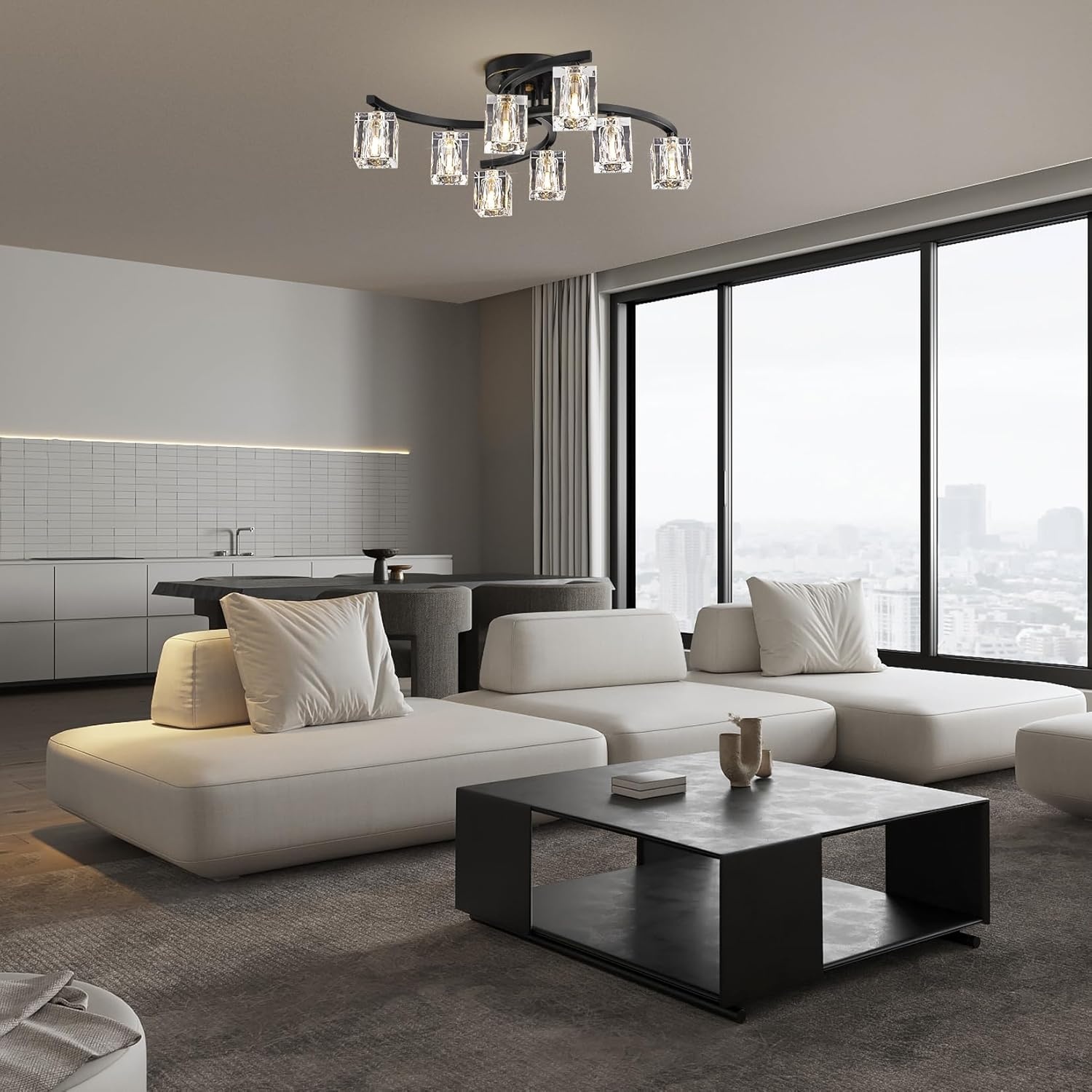 Sputnik Plafondlamp 8-lichts Kristal Zwart Goud - 85% Korting