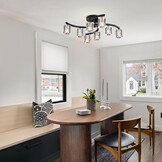 Sputnik Plafondlamp 8-lichts Kristal Zwart Goud - 85% Korting