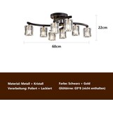 Sputnik Plafondlamp 8-lichts Kristal Zwart Goud - 85% Korting