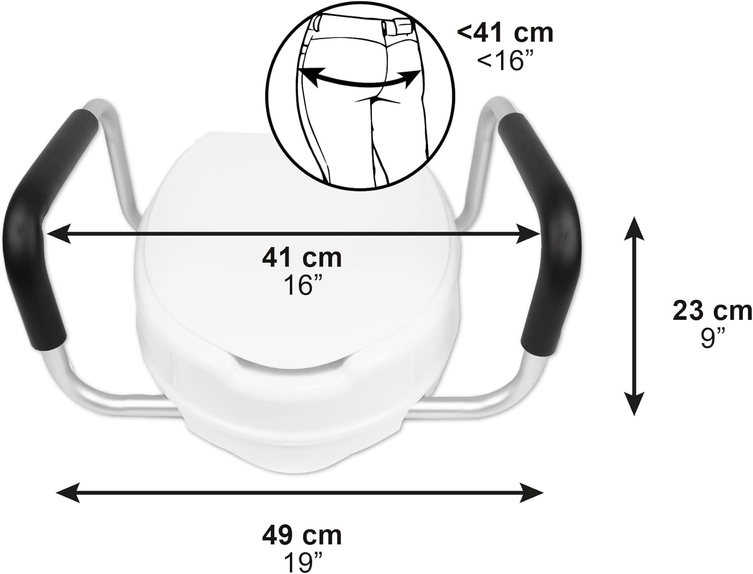 Toiletverhoger 10 cm met Armleuningen & Deksel - Wit (34% Korting!)