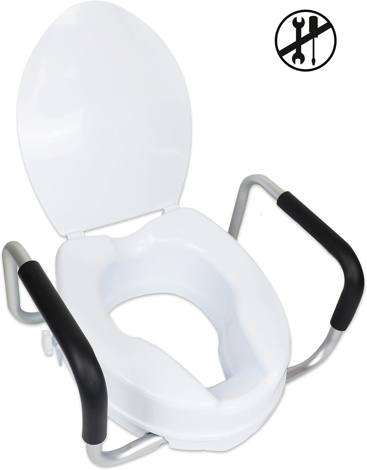 Toiletverhoger 10 cm met Armleuningen & Deksel - Wit (34% Korting!)