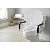 Toiletverhoger 10 cm met Armleuningen & Deksel - Wit (34% Korting!)