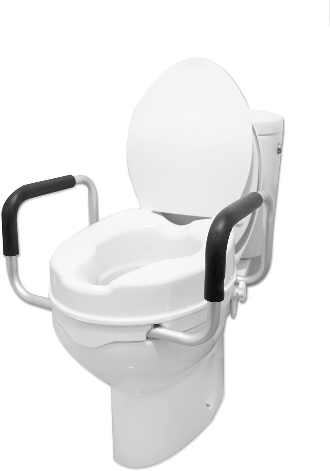 Toiletverhoger 10 cm met Armleuningen & Deksel - Wit (34% Korting!)