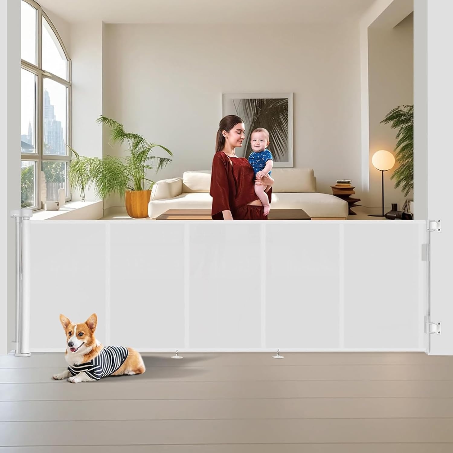 Intrekbaar Veiligheidshek: 0-300 cm Breed, Grijs