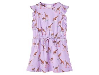 Lila Kinderjurk met Ruches en Giraffenprint - Maat 128 (7-8 jaar) - 29% Korting!