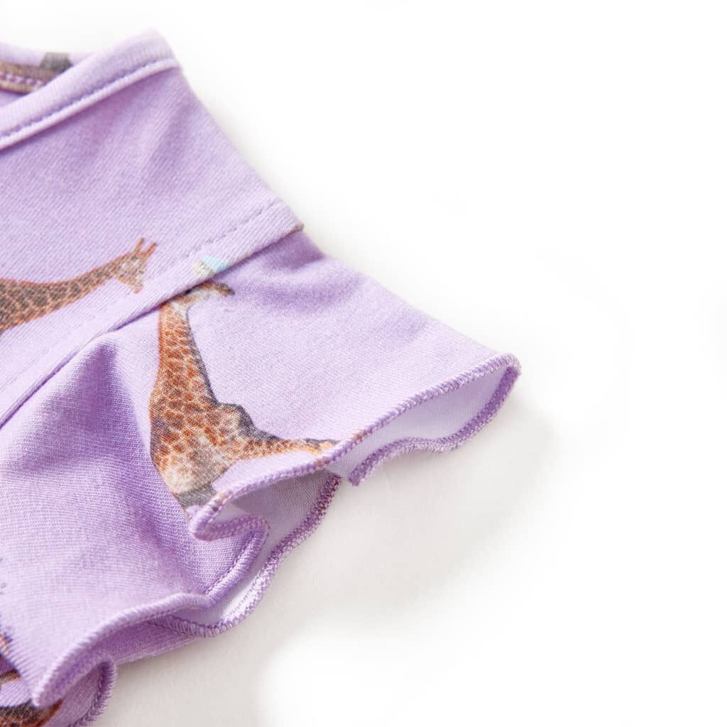 Lila Kinderjurk met Ruches en Giraffenprint - Maat 128 (7-8 jaar) - 29% Korting!