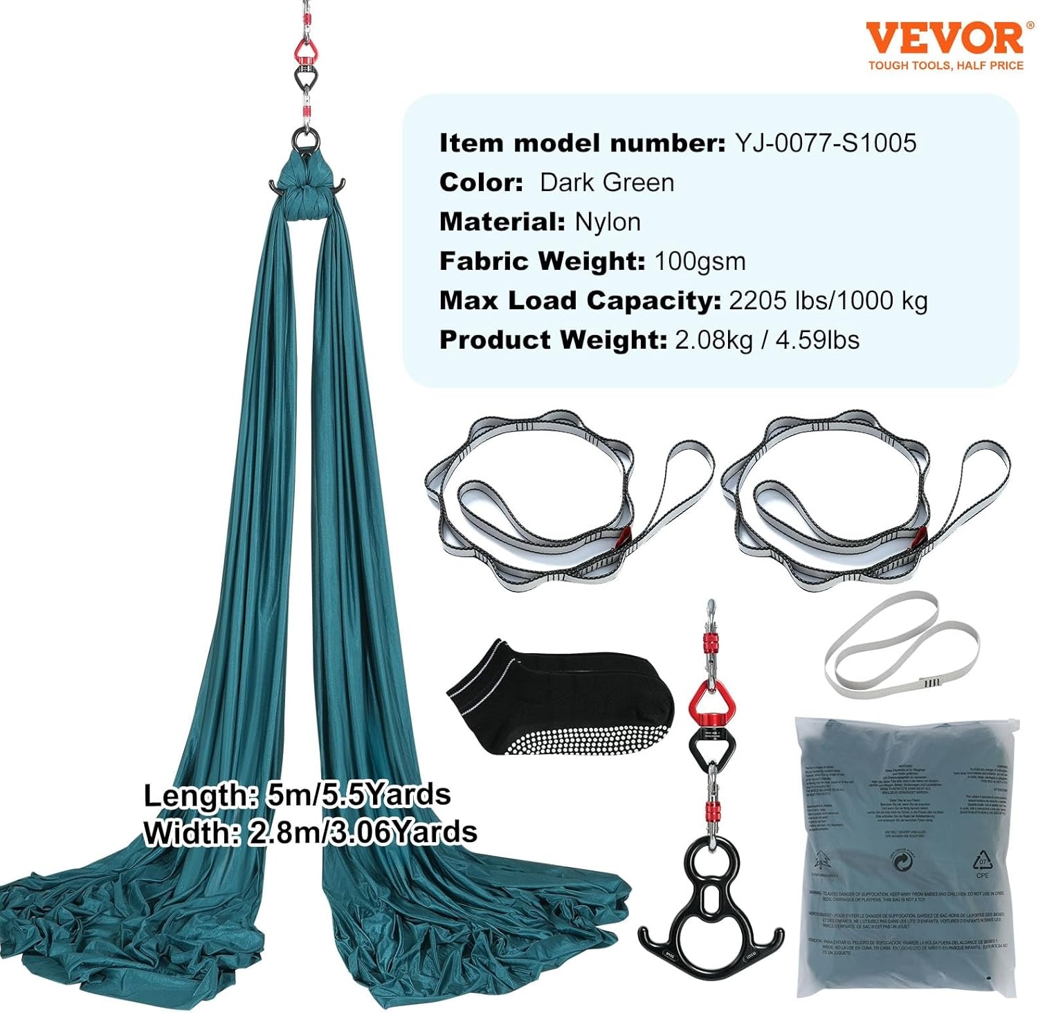 Yoga Hangmat Groen 5x2.8m Nylon - 57% Korting