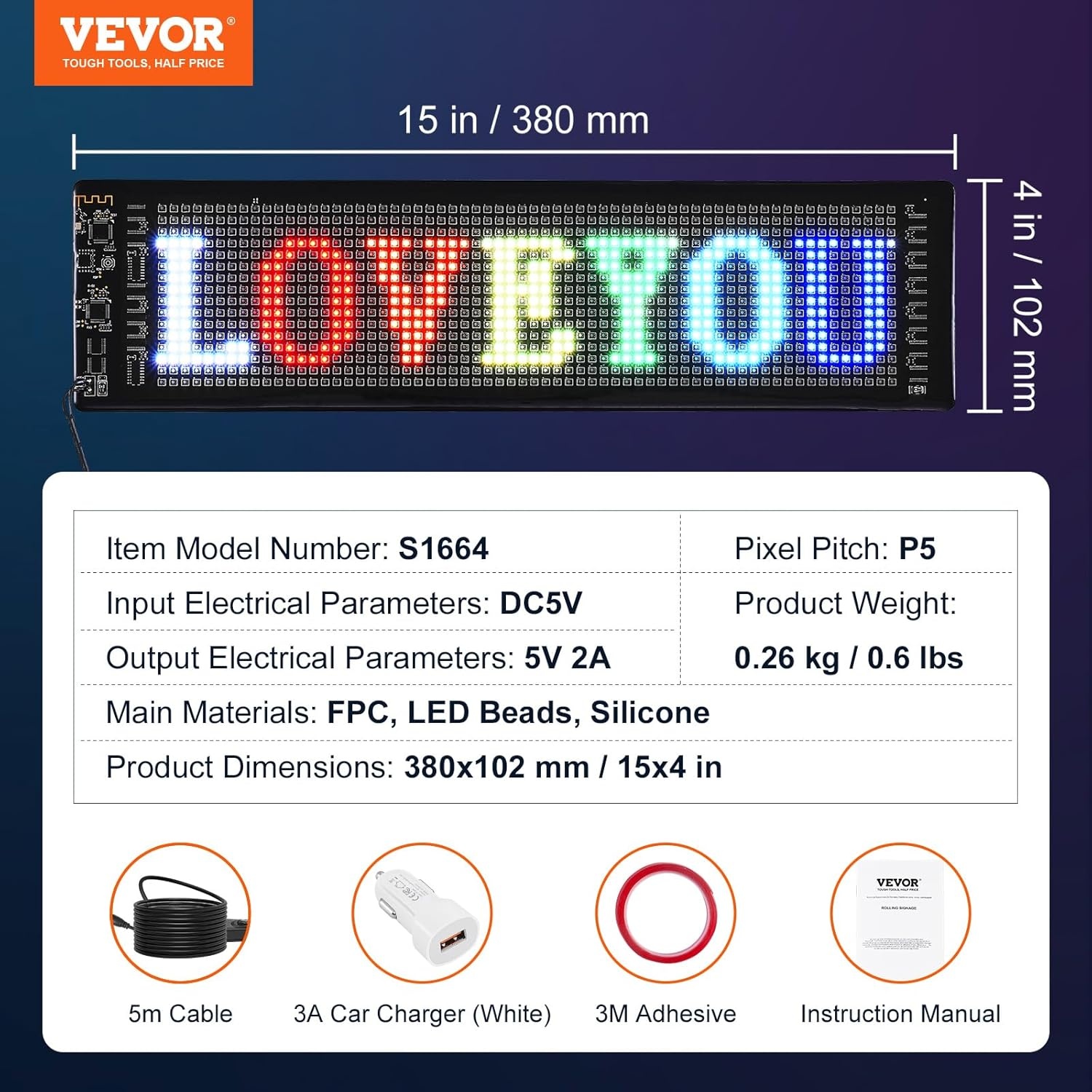 Programmeerbaar LED Paneel RGB 38x10cm | Bluetooth App | 52% Korting