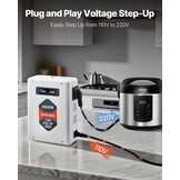 Krachtige Spanningsomvormer 110V naar 220V, 2000VA, met USB, Type-C, LCD