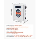 Krachtige Spanningsomvormer 110V naar 220V, 2000VA, met USB, Type-C, LCD