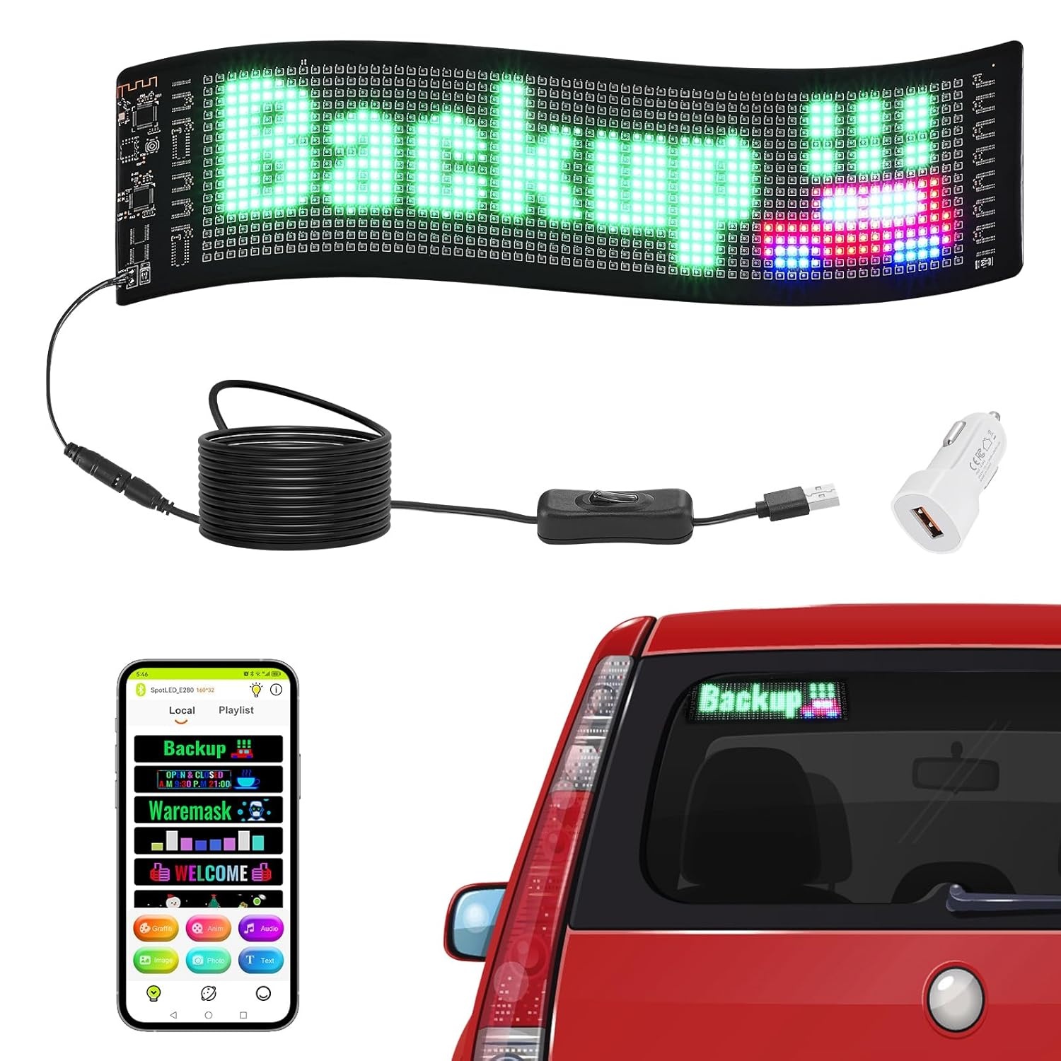 Programmeerbaar LED Paneel RGB 38x10cm - 28% Korting!