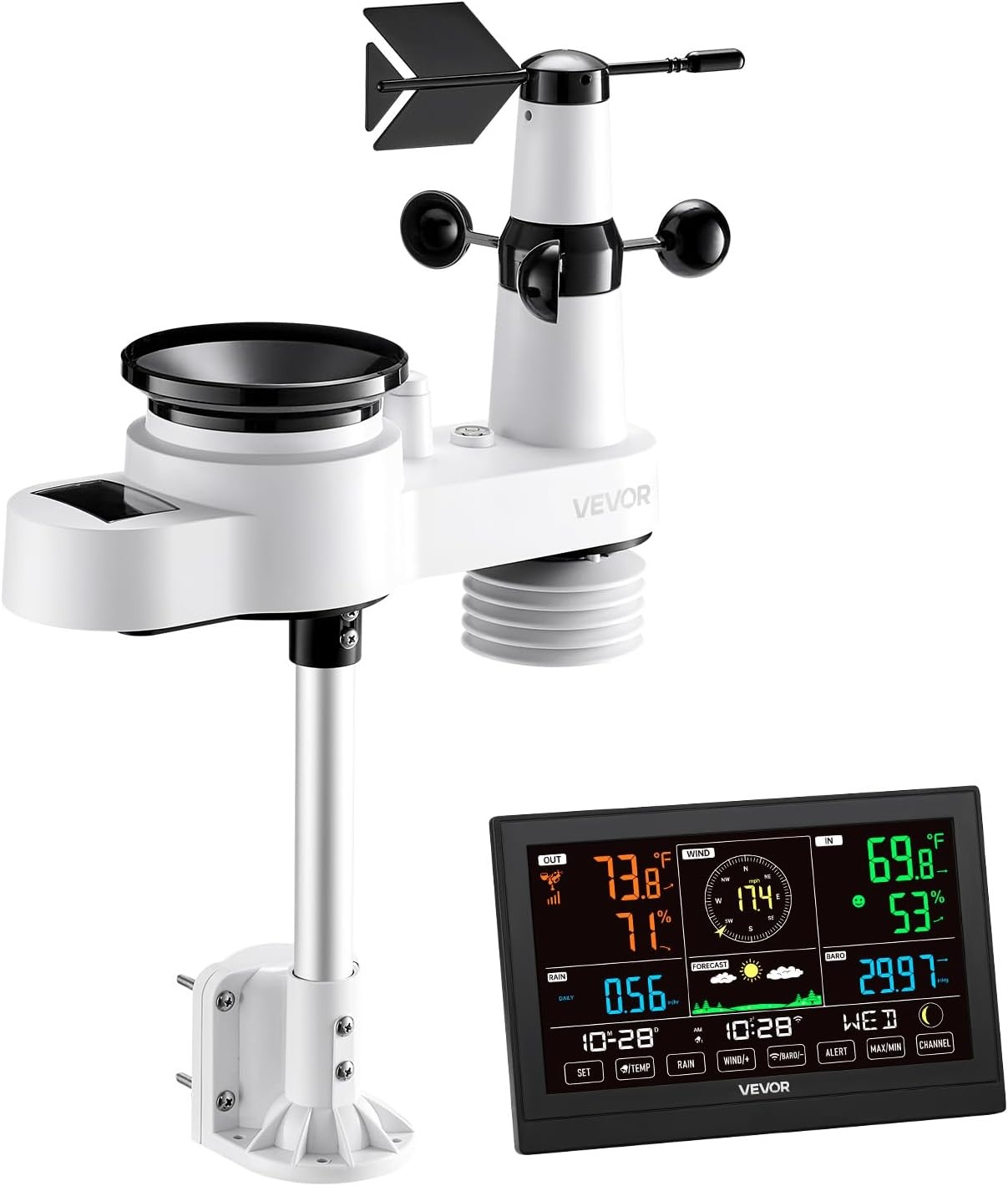 Weerstation 5-in-1 | 7,5" VA Display | Wi-Fi | Zwart