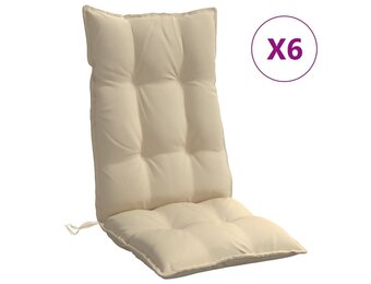 vidaXL Stoelkussens 6 Stuks Hoge Rug Oxford Beige - 35% Korting