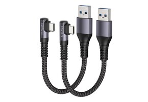 USB-A naar USB-C Kabel 20cm Haaks - 10 Gbps, Quick Charge 3.0
