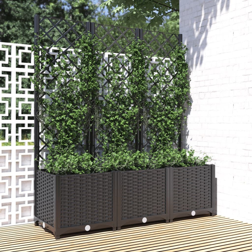 Zwarte Plantenbak met Latwerk 120x40x136 cm - 29% Korting