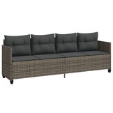 VidaXL Ligbed met kussen, Poly Rattan, Grijs - 35% Korting