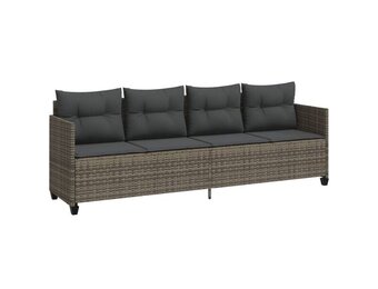 VidaXL Ligbed met kussen, Poly Rattan, Grijs - 35% Korting