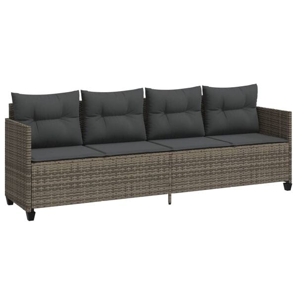VidaXL Ligbed met kussen, Poly Rattan, Grijs - 35% Korting