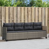 VidaXL Ligbed met kussen, Poly Rattan, Grijs - 35% Korting