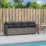 VidaXL Ligbed met kussen, Poly Rattan, Grijs - 35% Korting